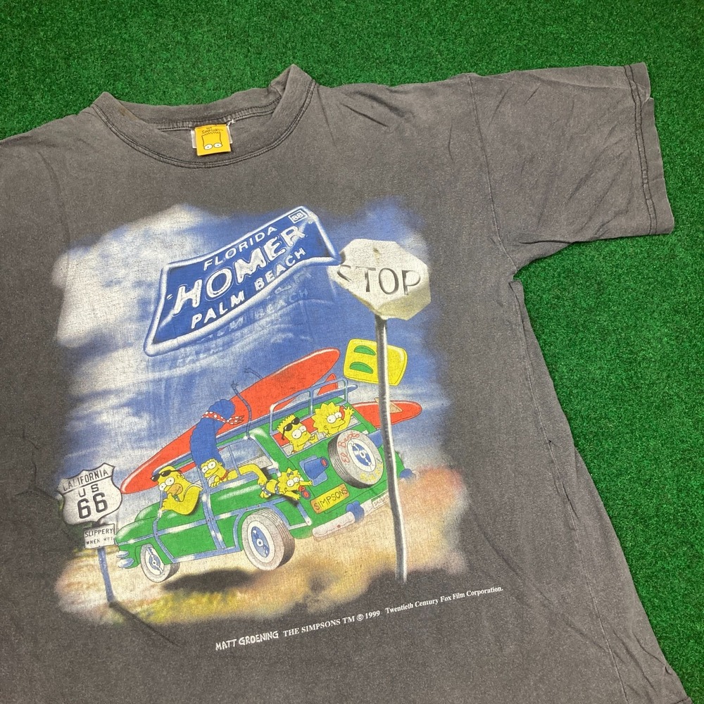 Vintage‎ The Simpsons Shirt Mens M Black 1999 Palm Beach Florida Homer Marge 90s